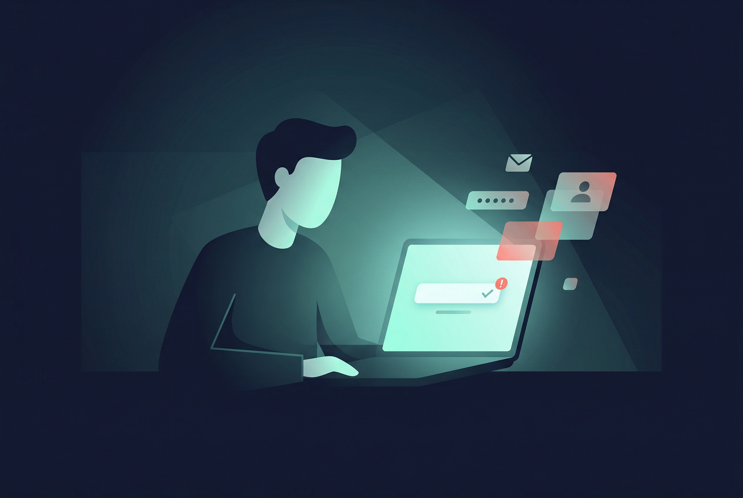 Person checking laptop for personal data breach exposure